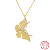 Elegant Retro Butterfly Sterling Silver Pendant Necklace In Bulk