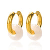Elegant Retro Donut Natural Stone Women's Earrings With Metal Material And Electroplating Treatment Geometric Style