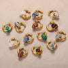 Elegant Retro Donut Natural Stone Women's Earrings With Metal Material And Electroplating Treatment Geometric Style