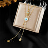 Elegant Retro Double Layer Overlapped Flower Butterfly Pine Tree Of Life Pendant Tassel Necklace In Stainless Steel With Electroplating Geometric Pattern