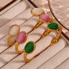 Elegant Retro Fashion Bracelet Stainless Steel Oval Open Irregular With Electroplating And Natural Stone
