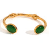 Elegant Retro Fashion Bracelet Stainless Steel Oval Open Irregular With Electroplating And Natural Stone