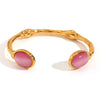 Elegant Retro Fashion Bracelet Stainless Steel Oval Open Irregular With Electroplating And Natural Stone