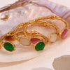 Elegant Retro Fashion Bracelet Stainless Steel Oval Open Irregular With Electroplating And Natural Stone