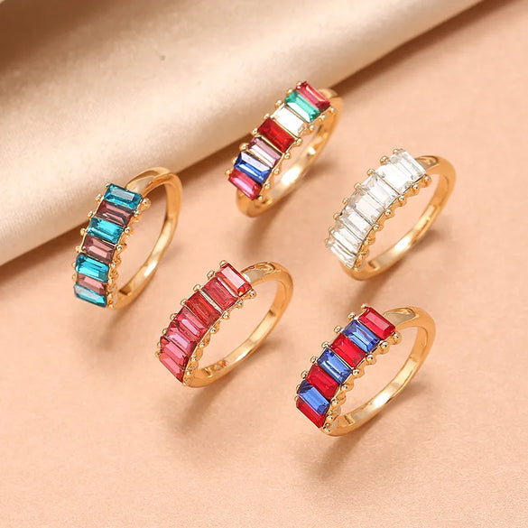Elegant Retro Geometric Alloy Inlay Rhinestones Unisex Rings