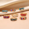 Elegant Retro Geometric Alloy Inlay Rhinestones Unisex Rings