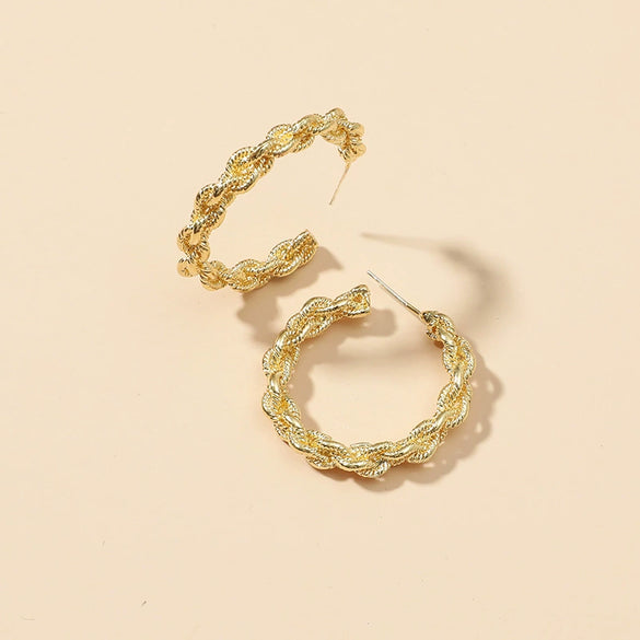 Elegant Retro Geometric Circle Earrings For Women Simple Creative Alloy Earrings With Electroplated Finish