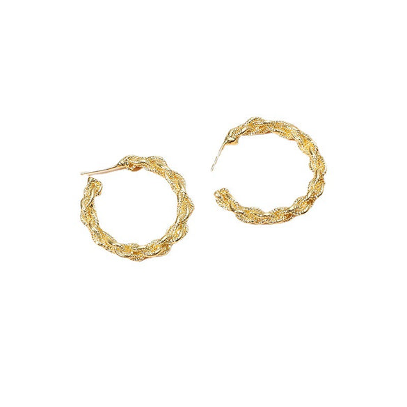 Elegant Retro Geometric Circle Earrings For Women Simple Creative Alloy Earrings With Electroplated Finish