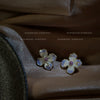 Elegant Retro Hand Painted Dripping Oil Copper Flower Earrings For Women Floral Statement Jewelry