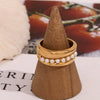 Elegant Retro Personality Fashion Women's Stainless Steel 18K Gold Plated Middle Pearl Shape Geometric Ring With Electroplating