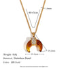 Elegant Retro Personality Pendant Necklace With Geometric Pattern Stainless Steel Plated 18K Gold Amber Horn And Diamond Electroplating For Women