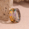 Elegant Retro Women's Stainless Steel Bracelet With 18K Gold Plated Rectangular Water Drop Geometric Color Zircon And Electroplated Finish