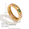 Elegant Retro Women's Stainless Steel Bracelet With 18K Gold Plated Rectangular Water Drop Geometric Color Zircon And Electroplated Finish