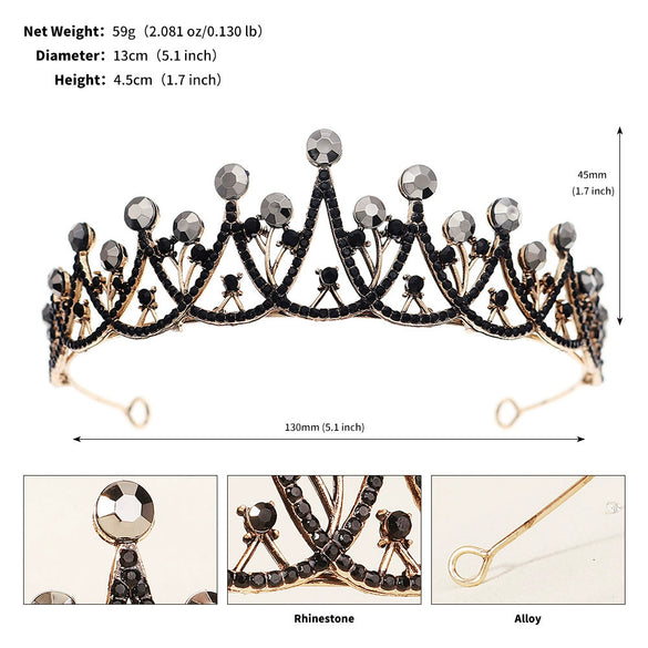 Elegant Rhinestone Crown Hairband For Women Electroplated Alloy Bridal Wedding Headpiece