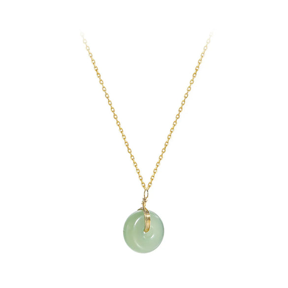 Elegant Round Stainless Steel 18k Gold Plated Jade Wholesale Necklace