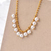 Elegant Round Stainless Steel Artificial Pearl Plating 14k Gold Plated Pendant Necklace