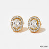 304 Stainless Steel 16K Gold Plated White Gold Plated Gold Plated Elegant Inlay Round Zircon Bracelets Earrings Necklace