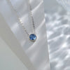 Elegant Round Sterling Silver Polishing Inlay Glass Pendant Necklace