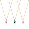 Elegant Round Zircon Geometric Stainless Steel Necklace With Electroplated Finish For Women