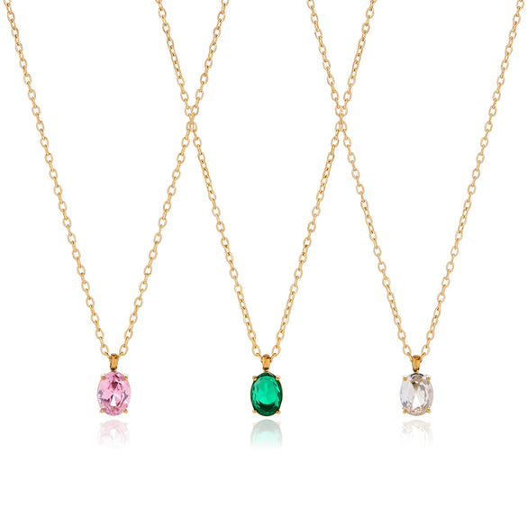 Elegant Round Zircon Geometric Stainless Steel Necklace With Electroplated Finish For Women