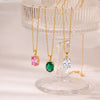 Elegant Round Zircon Geometric Stainless Steel Necklace With Electroplated Finish For Women