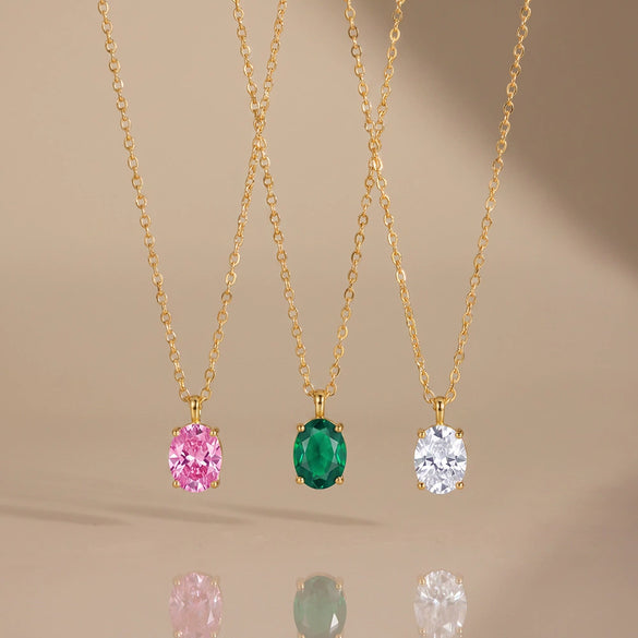 Elegant Round Zircon Geometric Stainless Steel Necklace With Electroplated Finish For Women
