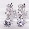 Elegant Round Zircon Pendant Copper Crystal Earrings Geometric Fashion Jewelry For Women Wholesale