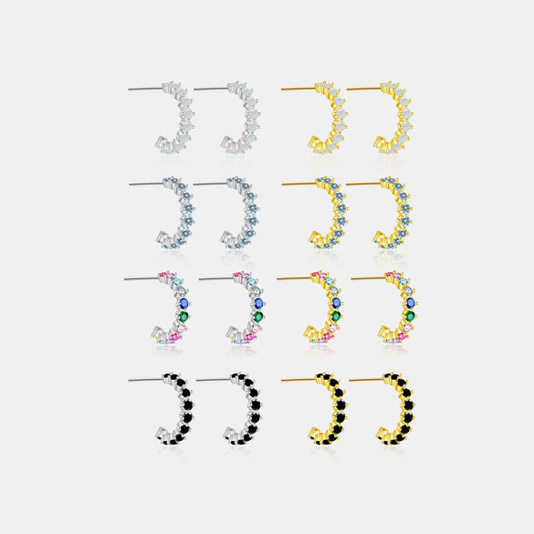Elegant S925 Silver Electroplated Geometric Earrings For Women