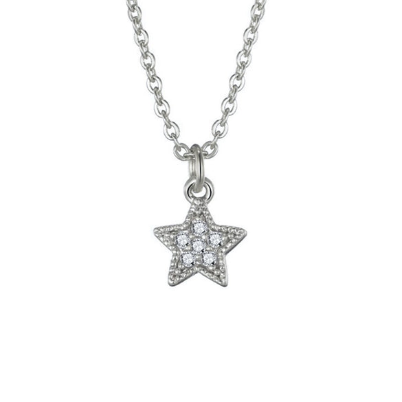 Elegant S925 Silver Star Pendant Necklace With Zircon Five Pointed Star O Chain Clavicle Necklace For Couples
