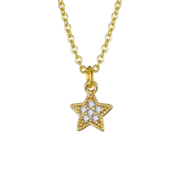 Elegant S925 Silver Star Pendant Necklace With Zircon Five Pointed Star O Chain Clavicle Necklace For Couples
