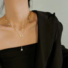 Elegant Sexy Butterfly Titanium Steel Plating Inlay Artificial Pearls Shell 18k Gold Plated Layered Necklaces