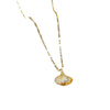 Elegant Shell Titanium Steel Inlay Artificial Gemstones Necklace