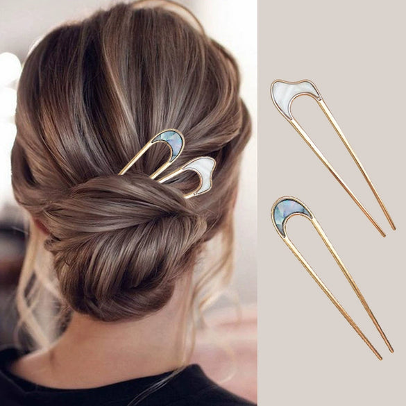 Elegant Simple Alloy U Shaped Hair Pin Antique Style Metal Hair Needle With Fine Craftsmanship