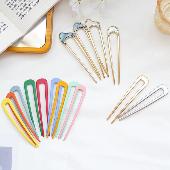 Elegant Simple Alloy U Shaped Hair Pin Antique Style Metal Hair Needle With Fine Craftsmanship