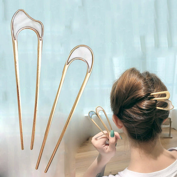 Elegant Simple Alloy U Shaped Hair Pin Antique Style Metal Hair Needle With Fine Craftsmanship
