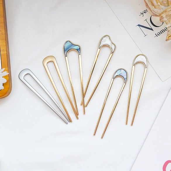 Elegant Simple Alloy U Shaped Hair Pin Antique Style Metal Hair Needle With Fine Craftsmanship