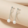 Elegant Simple Geometric Alloy Pearl Drop Earrings With Long Slim Design For Women