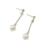 Elegant Simple Geometric Alloy Pearl Drop Earrings With Long Slim Design For Women