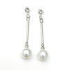 Elegant Simple Geometric Alloy Pearl Drop Earrings With Long Slim Design For Women