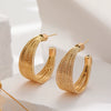 Elegant Simple Multi Layer Brushed Metal C Shaped Geometric Earrings With Electroplating Treatment