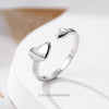 Elegant Simple Sterling Silver Heart Open Ring For Women With Electroplated Finish Trendy Fashion Jewelry