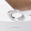 Elegant Simple Sterling Silver Heart Open Ring For Women With Electroplated Finish Trendy Fashion Jewelry