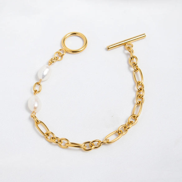 Elegant Simple Style Geometric 316L Stainless Steel  18K Gold Plated Bracelets In Bulk