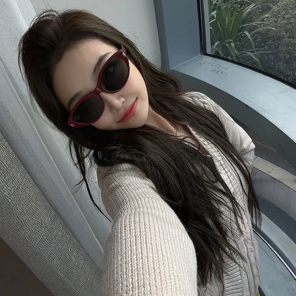 Elegant Simple Style Glasses Ac Cat Eye Full Frame Women'S Sunglasses