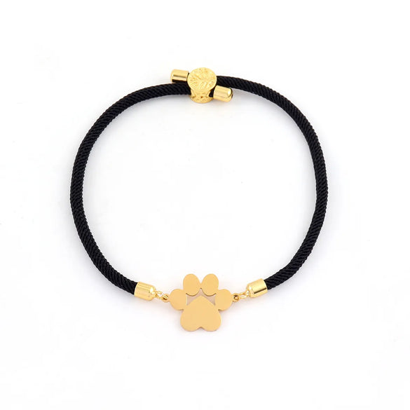 Elegant Simple Style Customization Laser Engraving Paw Print 304 Stainless Steel Nylon Cord String String Bracelets Wholesale