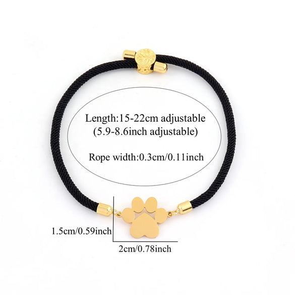 Elegant Simple Style Customization Laser Engraving Paw Print 304 Stainless Steel Nylon Cord String String Bracelets Wholesale