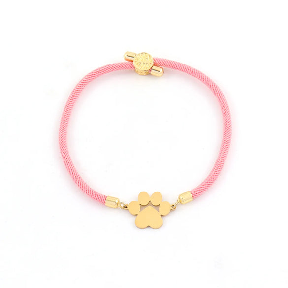 Elegant Simple Style Customization Laser Engraving Paw Print 304 Stainless Steel Nylon Cord String String Bracelets Wholesale