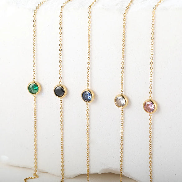 Elegant Simple Style Round Stainless Steel Plating Inlay Artificial Rhinestones 18k Gold Plated Bracelets