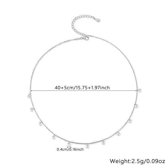 Elegant Simple Style Round Water Droplets Sterling Silver Inlay Zircon Necklace