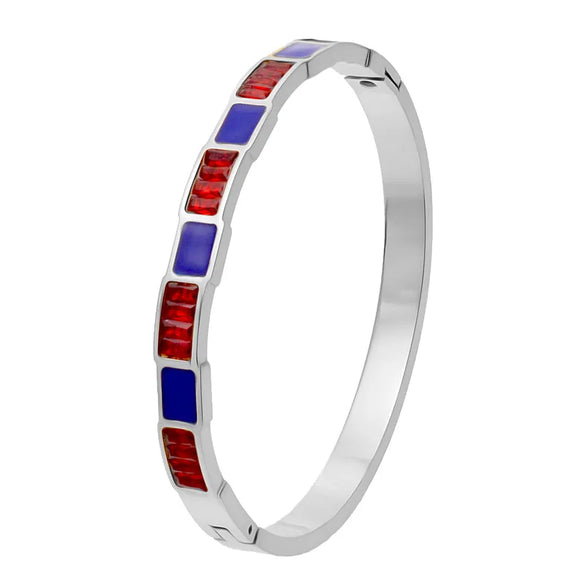 Elegant Simple Style Shiny Geometric Titanium Steel Gold Plated Artificial Gemstones Shell Bangle In Bulk